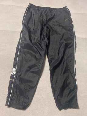 Vintage 90s Nike Black Embroidered Windbreaker Track Pants - Mens Size XXL